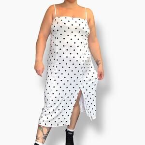 Banana Republic white with black polka dot midi dress sleeveless size 18